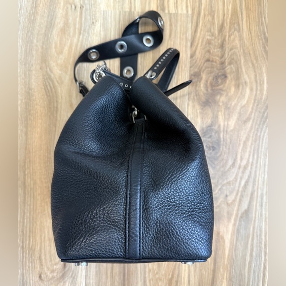 Black Michael Kors Brooklyn Shoulder Bag Purse Silver Grommets Removable Strap - Picture 7 of 13